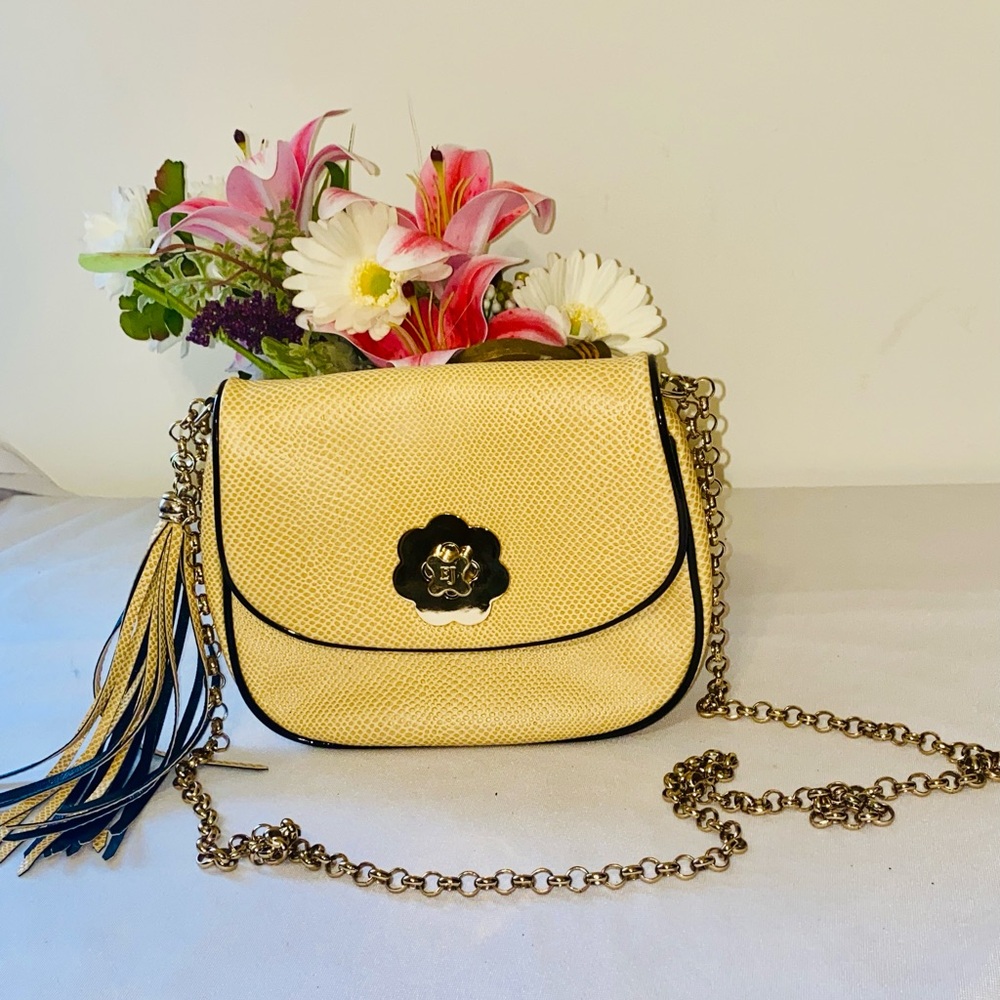 RARE NWOT Eric Javits Yellow Leather Crossbody Bag – Chain & Tassel